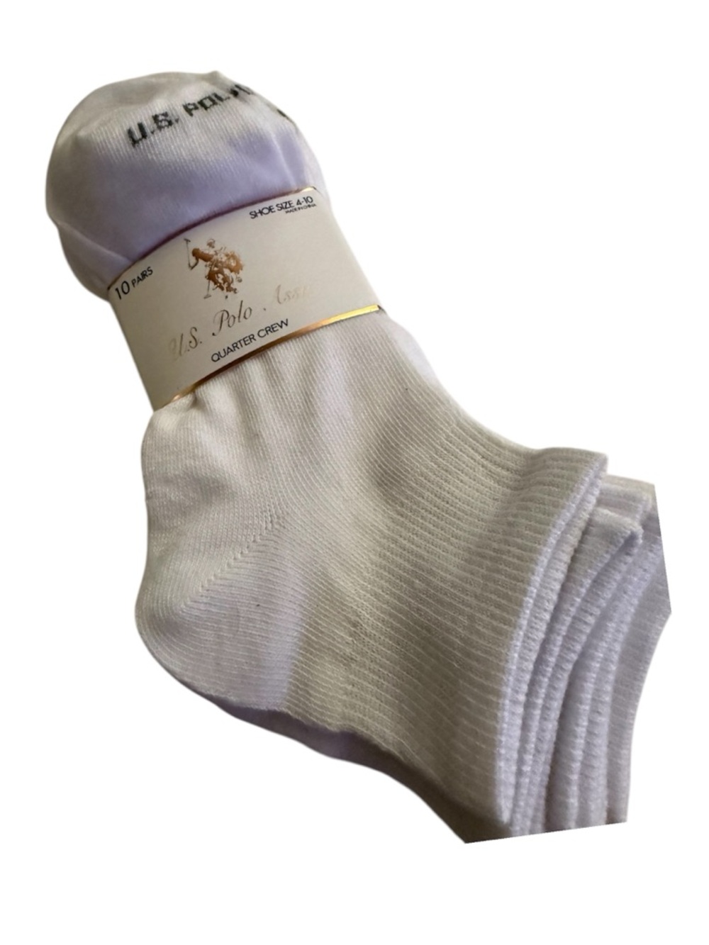 U.S. Polo Assn. Men's White Ankle Crew Socks - 10 Pack NWT